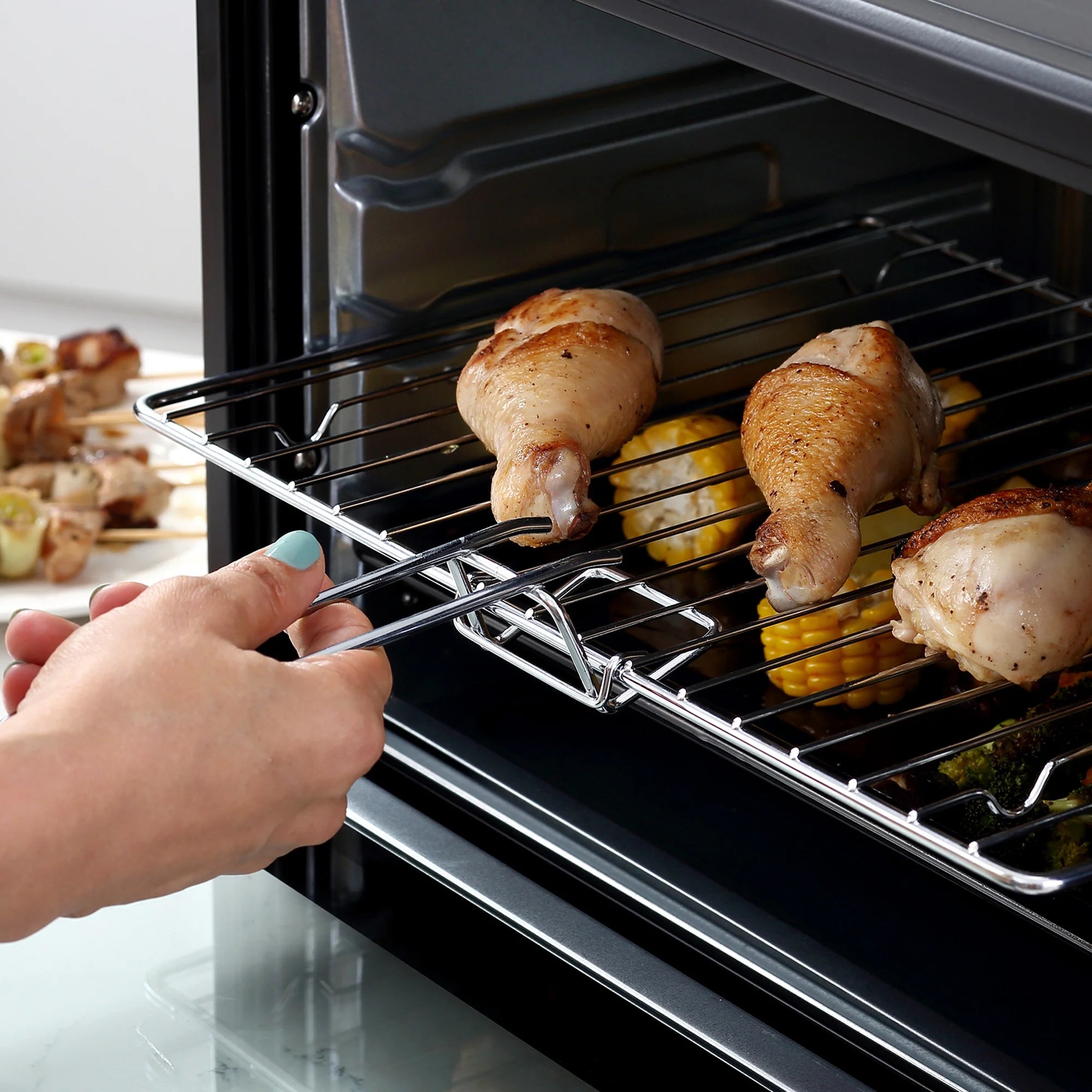 HOMCOM Horno Eléctrico de Sobremesa 32L 1600W con 3 Modos de Calor Temporizador y Temperatura Réglable 52,2x38,1x33,5 cm Noir