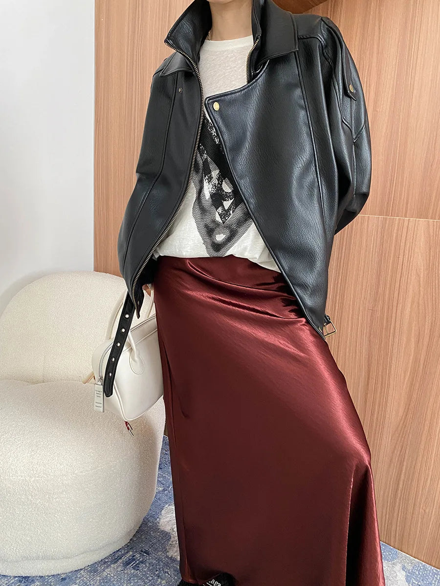 Veste à manches longues pour femme, col document, monochromatique, décontracté, printemps, automne