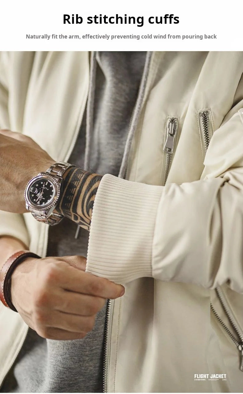 Maden – veste de pilote Vintage L2B pour hommes, blanche, légère, bombardier de vol, courte, fermeture éclair, manteau de Baseball décontracté pour printemps et automne