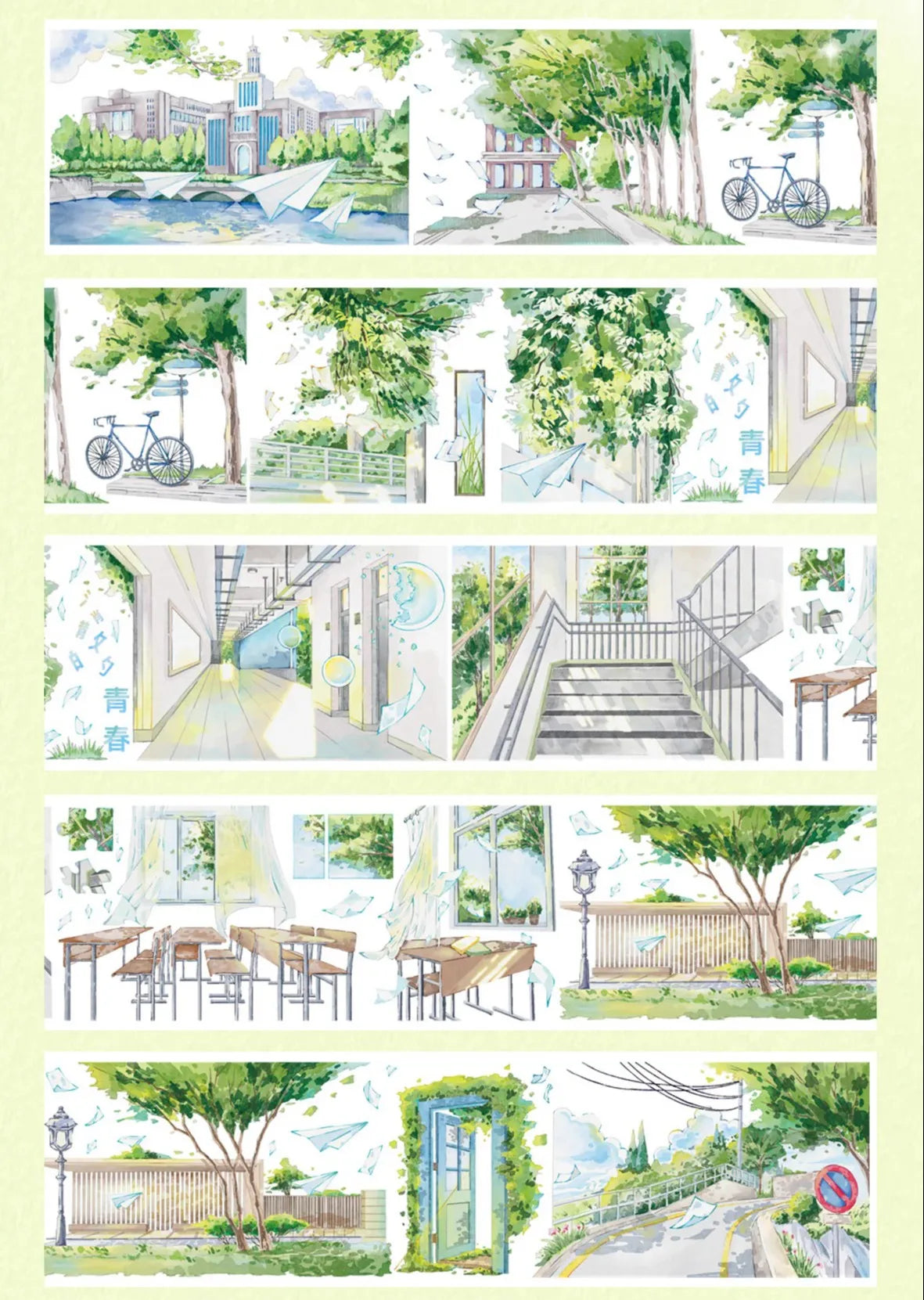 Ruban adhésif Washi doré pour animaux de compagnie, nouvelle Villa de montagne Shian, forêt de printemps, Littlefox, forêt des neiges, blanc, automne