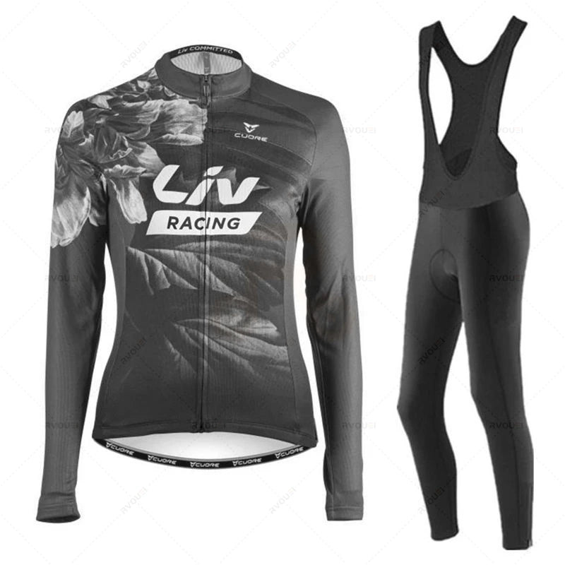 Liv-Ensemble de maillots de cyclisme pour femmes, manches longues, vêtements de vélo, maillot VTT, Culotte, printemps, automne