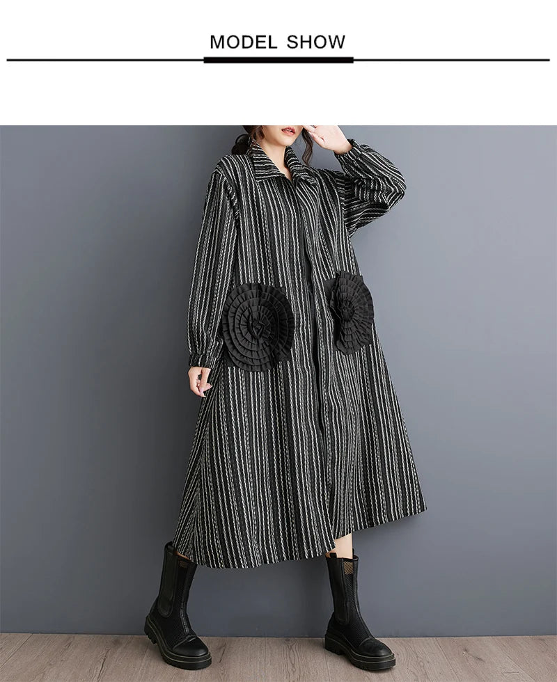 Manteau long à rayures vintage pour femmes, cardigan à fleurs patchwork, décontracté, printemps, automne, 2025