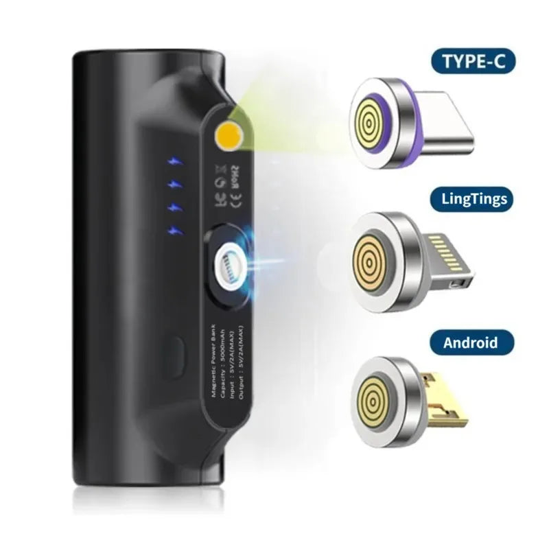 Mini batterie externe à Capsule magnétique 5000mAh, chargeur d'urgence, batterie externe de secours adaptée à la type-c Xiaomi iphone 12 pro