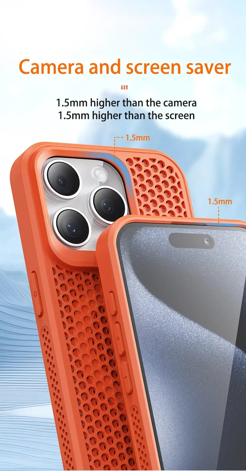 Coque de téléphone à Dissipation thermique et rafraîchissante, étui magnétique arrière rigide et respirant pour iPhone 17 16 15 14 13 12 11 Pro Max Plus pour Magsafe