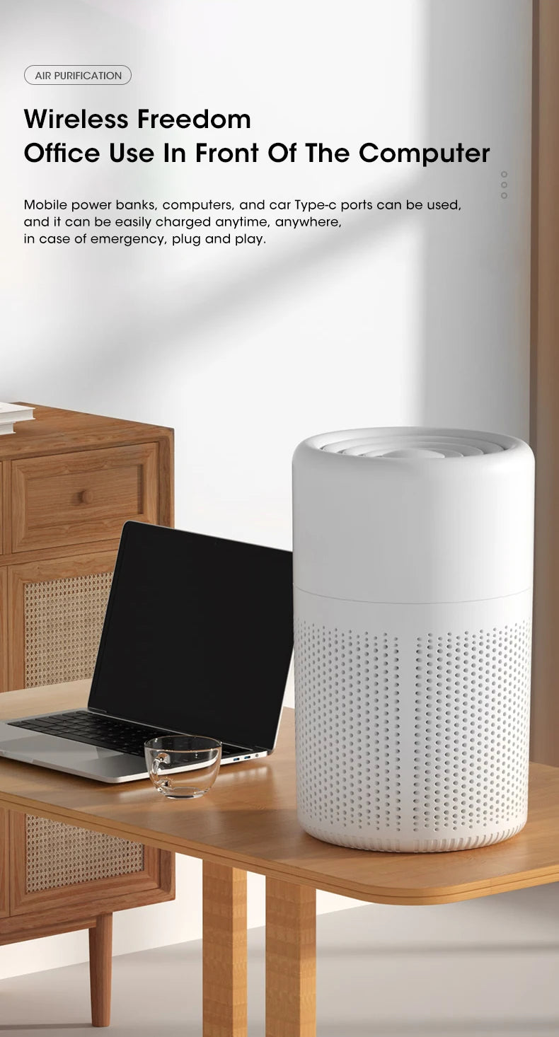 Purificateur d'air Portable purificateur d'air domestique Mini purificateur d'air de bureau avec filtre HEPA désodorisant purificateur d'air pour le bureau à domicile