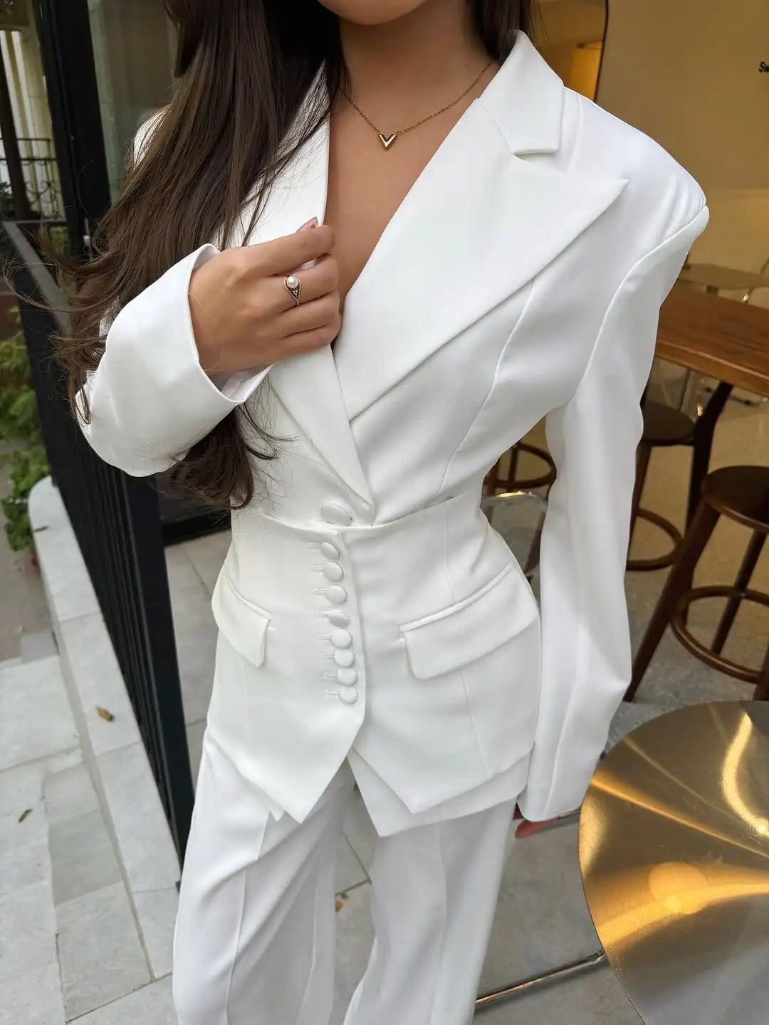 Ensemble Blazer décontracté à simple boutonnage pour femmes, manches longues, revers, col en v, manteau cintré à la taille, vêtements de printemps et d'automne, 2026
