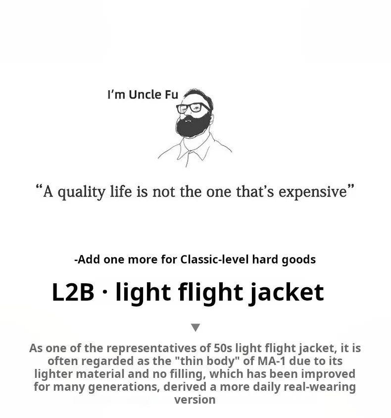 Maden – veste de pilote Vintage L2B pour hommes, blanche, légère, bombardier de vol, courte, fermeture éclair, manteau de Baseball décontracté pour printemps et automne