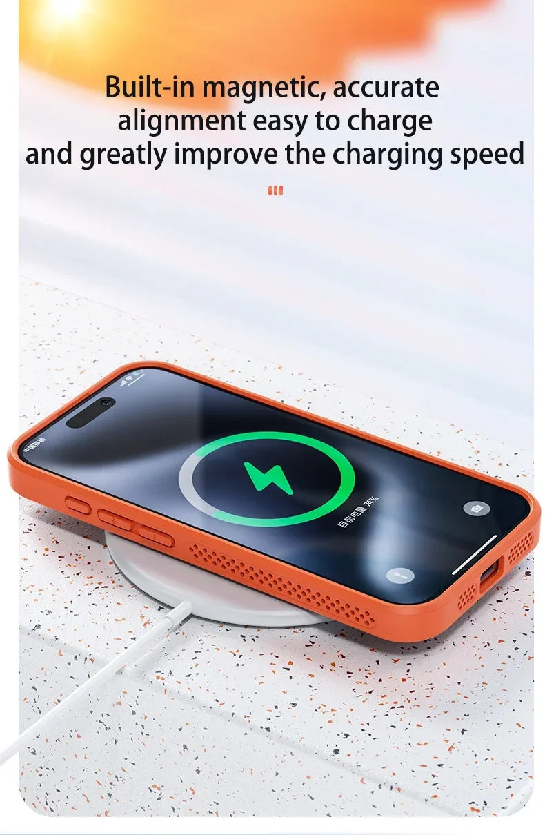 Coque de téléphone à Dissipation thermique et rafraîchissante, étui magnétique arrière rigide et respirant pour iPhone 17 16 15 14 13 12 11 Pro Max Plus pour Magsafe