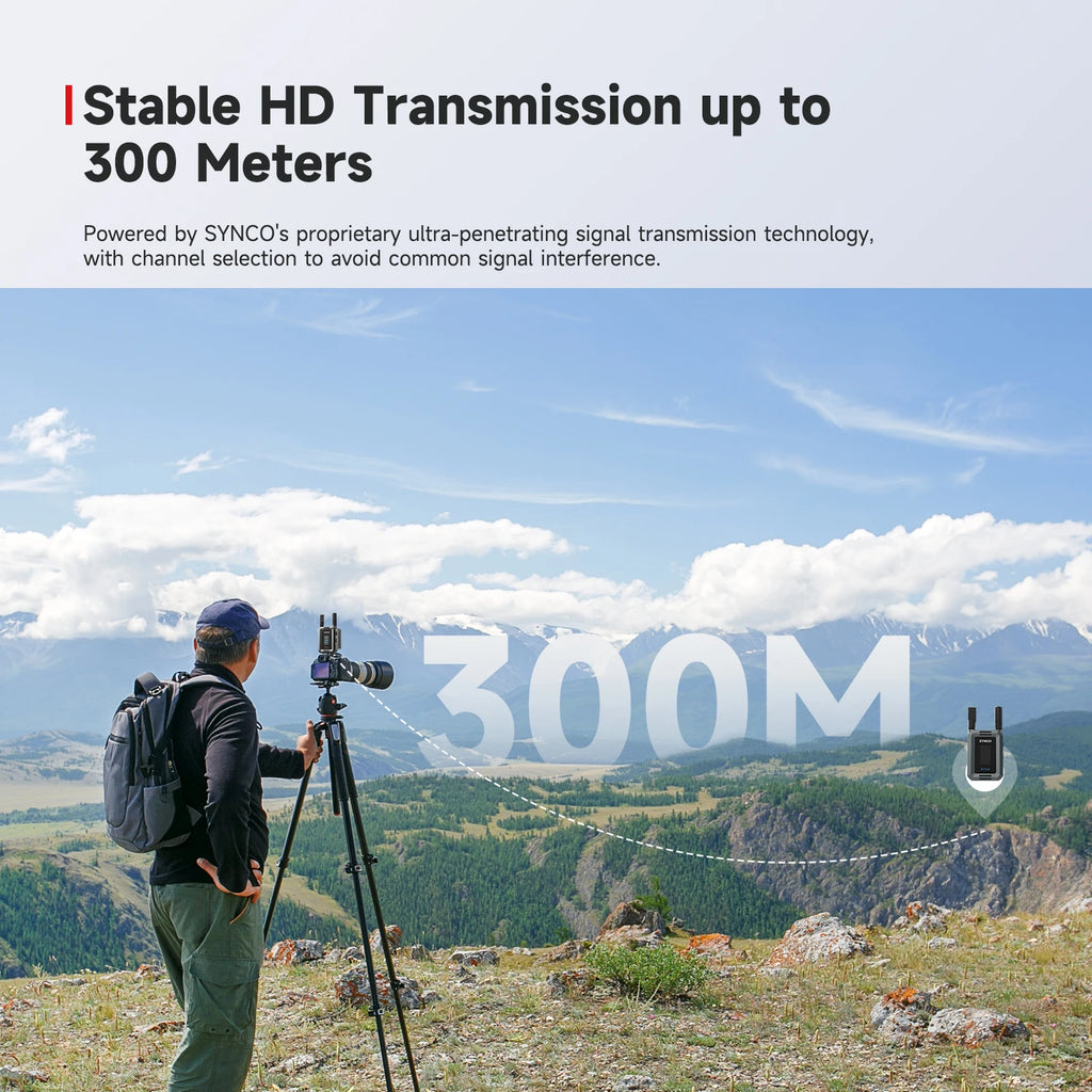Système de transmission vidéo sans fil Synco Xvision HD avec écran LCD Transmission HD stable jusqu'à 300 m pour le streaming en direct