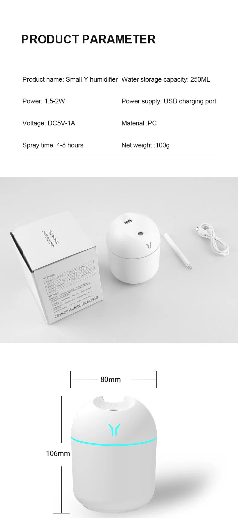 Diffuseur d'aromathérapie portable – Humidificateur USB compact pour l'air sec, le soulagement du stress et la mise au point, convient au porte-gobelet ou au sac pour ordinateur portable