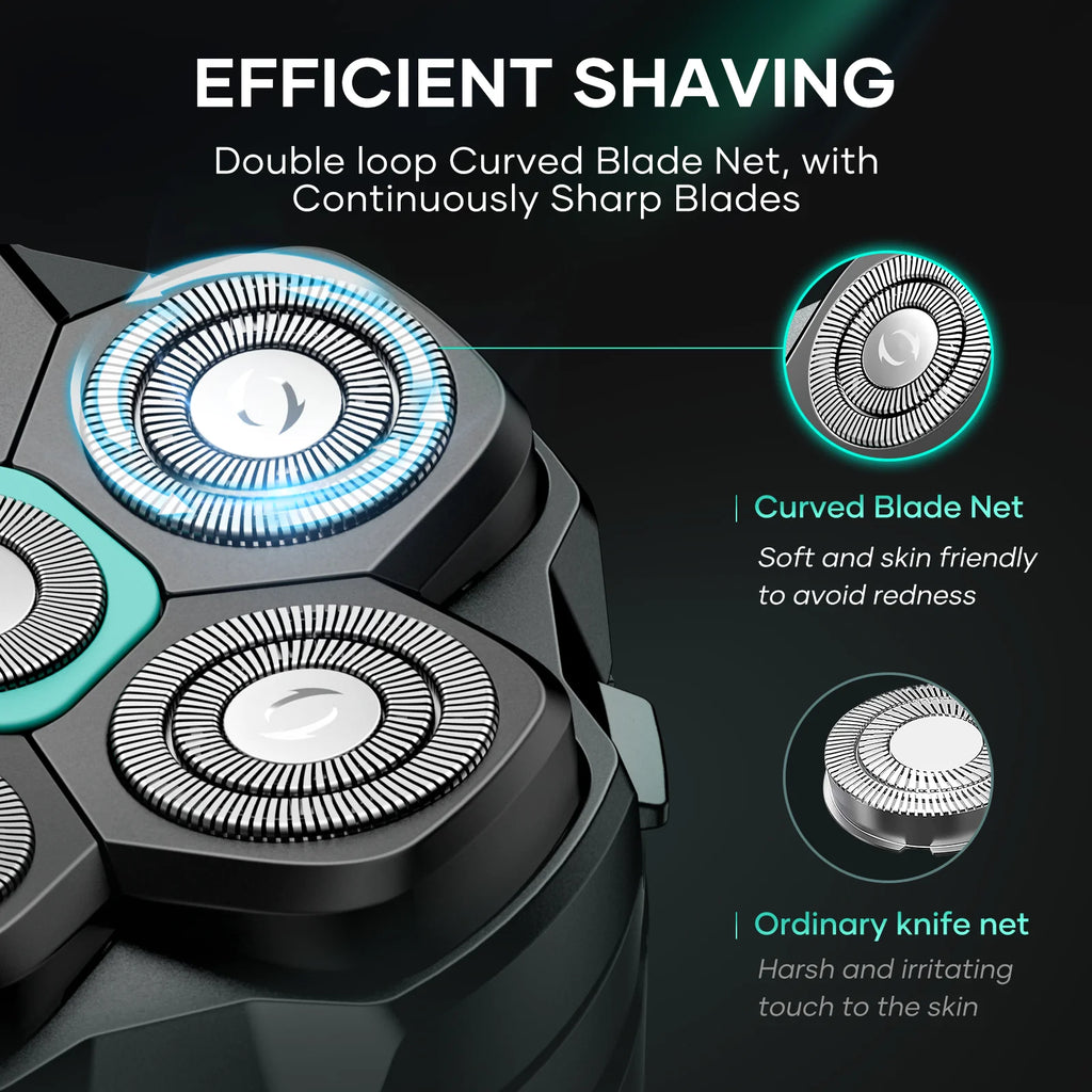 KENSEN rasoir électrique pour hommes chauve 6D rasoir magnétique tondeuse à cheveux USB Rechargeable affichage LED rasage humide/sec rasoir à barbe