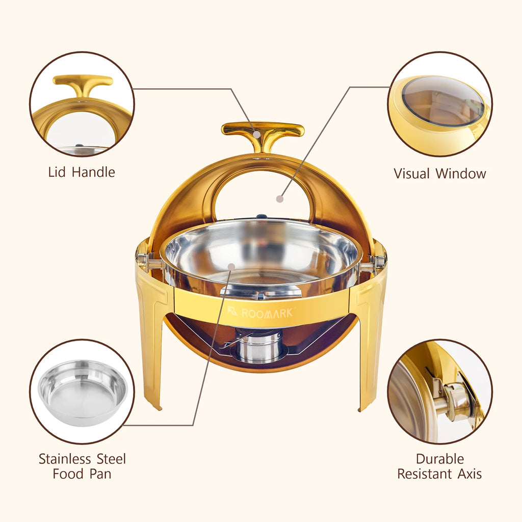 ROOMARK – ensemble de Buffet à réchaud 9QT, chauffe-catering en acier inoxydable de haute qualité, ensemble complet avec cadre épais pour fête de mariage