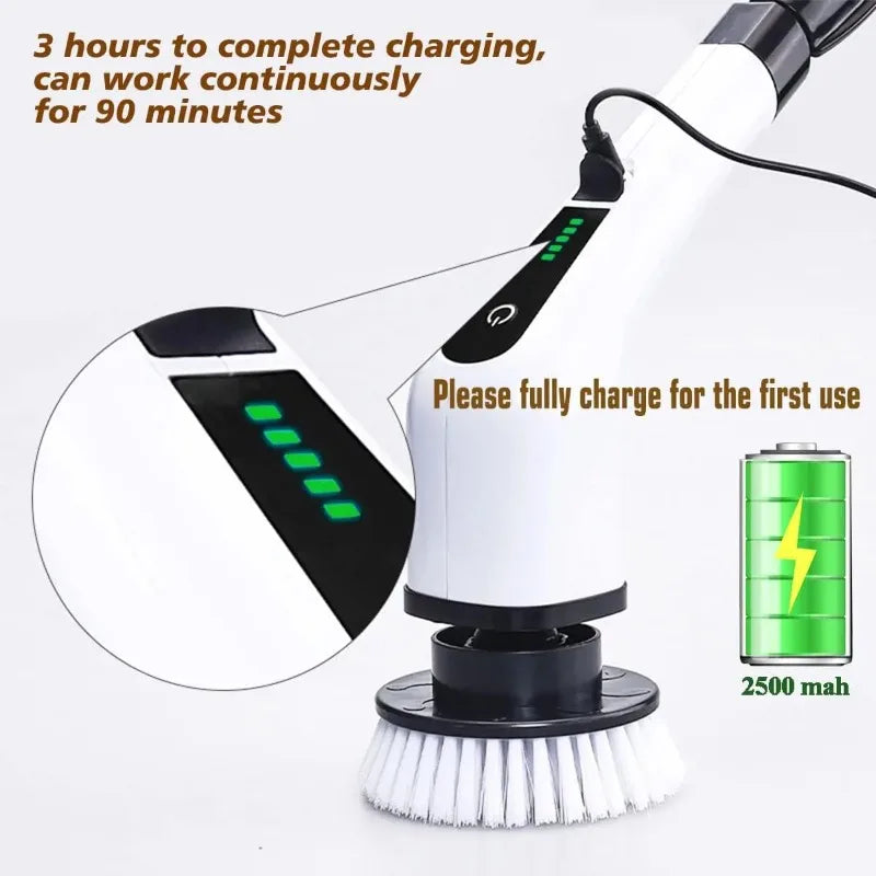 Brosse de nettoyage électrique multi-outils multifonctionnelle, pour le nettoyage rotatif de salle de bain, de cuisine, de toilettes et d'automobile.