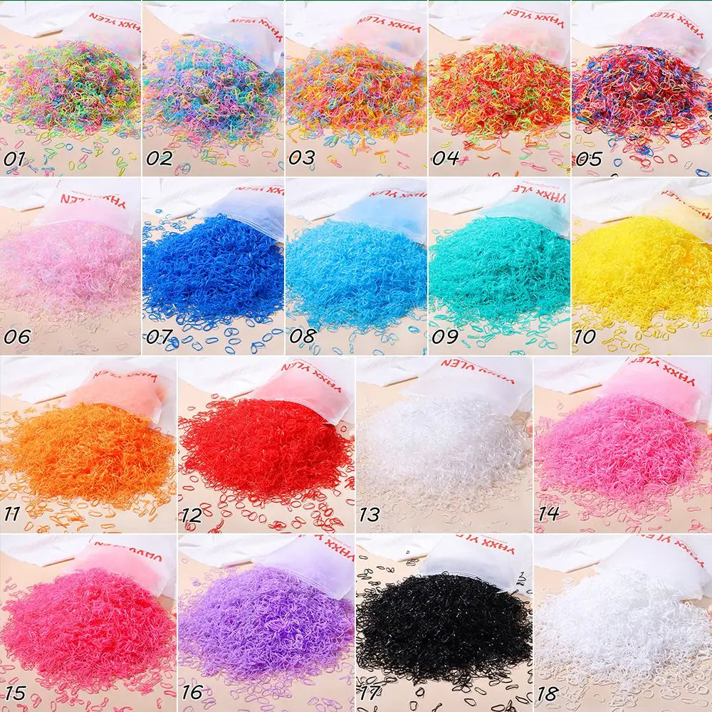 Artificiel astique de poulet coloré pour filles, attaches pour cheveux, bande de sauna, porte-queue de cheval pour enfants, accessoires pour cheveux, 500 pièces, 1000 pièces, 2000 pièces