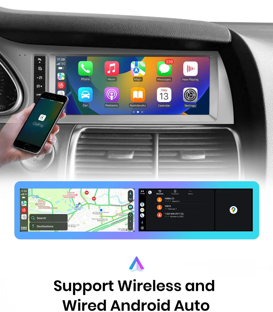 Junsun autoradio sans fil CarPlay Android Auto pour Audi Q7 4L 2006-2015 MMI 2G 3G 8 cœurs 4G WiFi BT GPS écran tactile Autoradio