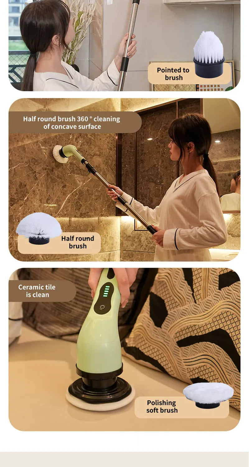 Brosse de nettoyage électrique multi-outils multifonctionnelle, pour le nettoyage rotatif de salle de bain, de cuisine, de toilettes et d'automobile.