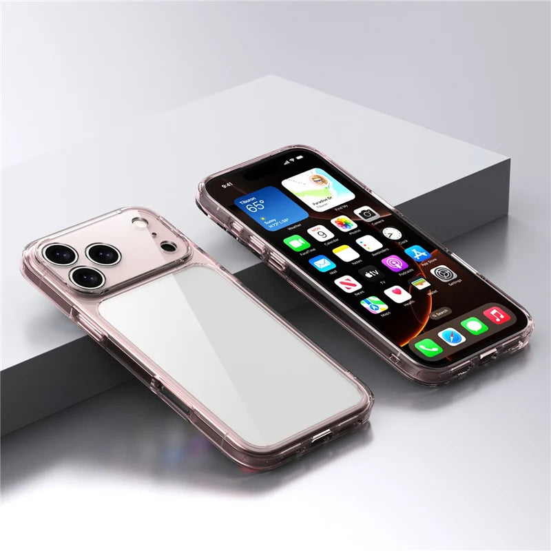 Coque de protection transparente antichoc de luxe pour iPhone 17 Air, 17, 17 Pro, 17 Pro Max – Housse arrière rigide hybride transparente en TPU+PC