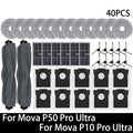 Pièces détachées pour robot aspirateur Mova P50 Pro Ultra / Mova P10 Pro Ultra : brosse principale, brosse latérale, filtre HEPA, chiffon de nettoyage, sac à poussière, accessoires