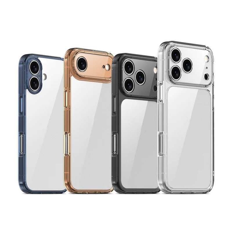 Coque de protection transparente antichoc de luxe pour iPhone 17 Air, 17, 17 Pro, 17 Pro Max – Housse arrière rigide hybride transparente en TPU+PC