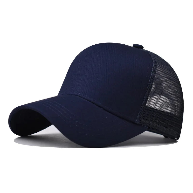 Casquette de Baseball pour adulte, chapeau en filet, couleur pure, unisexe, été, respirant, sans motif, ombre, printemps, automne, hip hop, ajusté