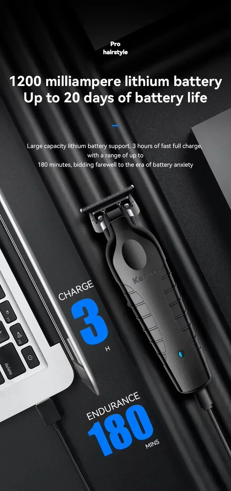 Kemei Kit de tondeuse à cheveux originale KM-2296 KM-2299 KM-T95 tondeuse à cheveux électrique Rechargeable barbier rasoir professionnel pour hommes