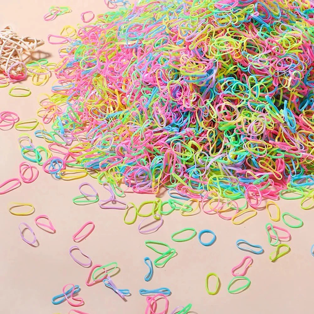 Artificiel astique de poulet coloré pour filles, attaches pour cheveux, bande de sauna, porte-queue de cheval pour enfants, accessoires pour cheveux, 500 pièces, 1000 pièces, 2000 pièces