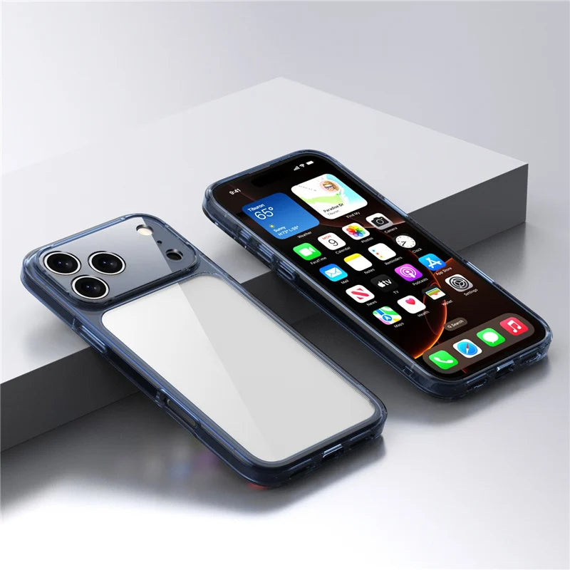 Coque de protection transparente antichoc de luxe pour iPhone 17 Air, 17, 17 Pro, 17 Pro Max – Housse arrière rigide hybride transparente en TPU+PC