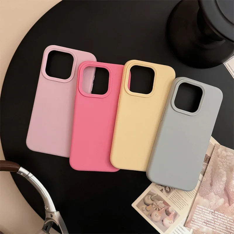 Coque de téléphone en Silicone d'inspiration d' Dopamine, couleur unie, Simple, à la mode, pour iPhone 17 Pro 16 Plus 16 Pro Max 15 14 13 12 11, coque arrière