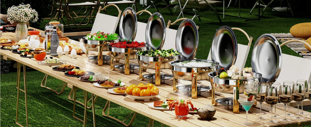 ROOMARK – ensemble de Buffet à réchaud 9QT, chauffe-catering en acier inoxydable de haute qualité, ensemble complet avec cadre épais pour fête de mariage