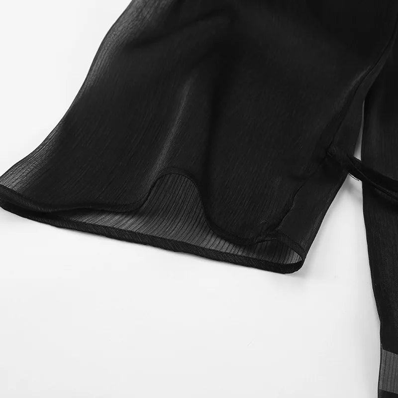 Mumaroho 2024 printemps été femmes élégant à manches longues solide noir maille chemise dames pure mousseline de soie Blouse pour femme femme