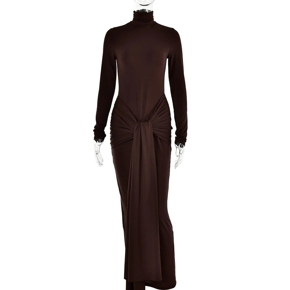 Tossy-Robe Longue Plissée à Manches sulfpour Femme, Tenue de Soirée Slim, à Lacets, Couleur Unie, Nouvelle Collection Printemps 2024