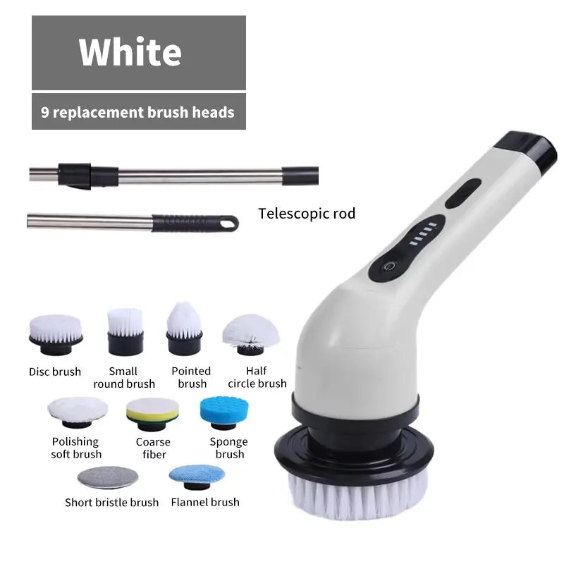Brosse de nettoyage électrique multi-outils multifonctionnelle, pour le nettoyage rotatif de salle de bain, de cuisine, de toilettes et d'automobile.