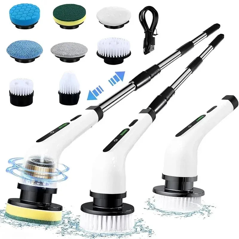 Brosse de nettoyage électrique multi-outils multifonctionnelle, pour le nettoyage rotatif de salle de bain, de cuisine, de toilettes et d'automobile.