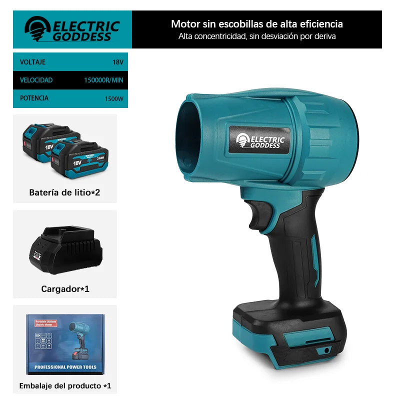 Makita – ventilateur d'air puissant sans balais, 1500W, électrique sans fil, Mini souffleur d'air portatif, outil électrique pour broche de batterie 18V