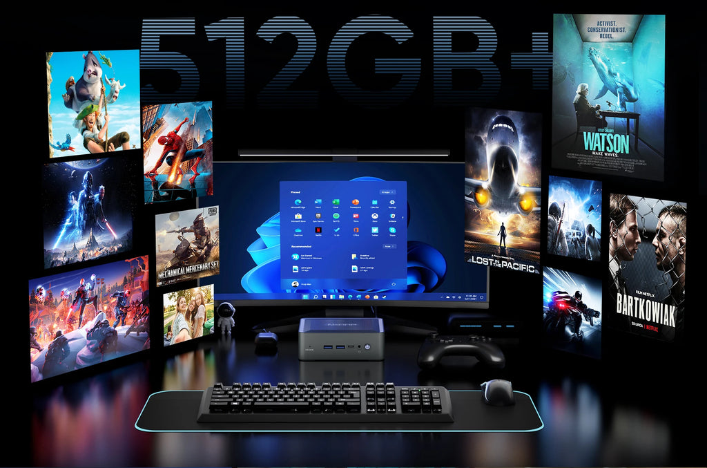 N-one AMD Ryzen 7 5825U/5800U Mini PC 16 Go DDR4 512 Go SSD Micro ordinateur de bureau double bande WiFi 6, Bluetooth 5.2 pour la maison/bureau