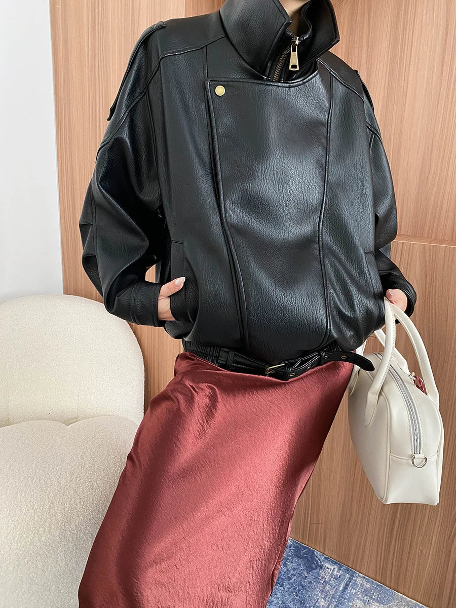 Veste à manches longues pour femme, col document, monochromatique, décontracté, printemps, automne