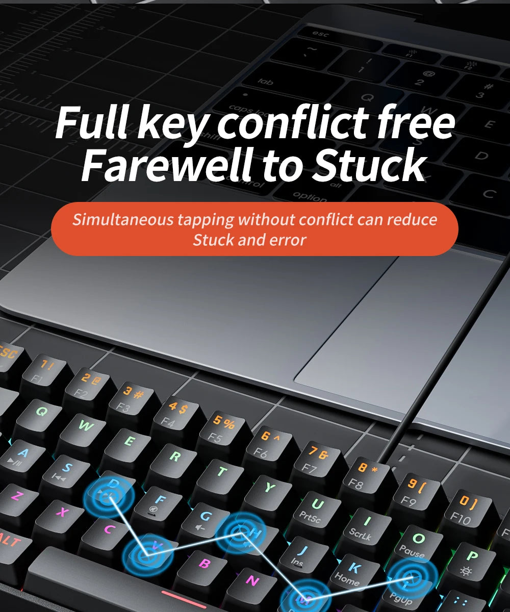 MUCAI MK61 USB Gaming Esports clavier mécanique 61 touches axe rouge filaire câble détachable rétro-éclairage rvb échange à chaud