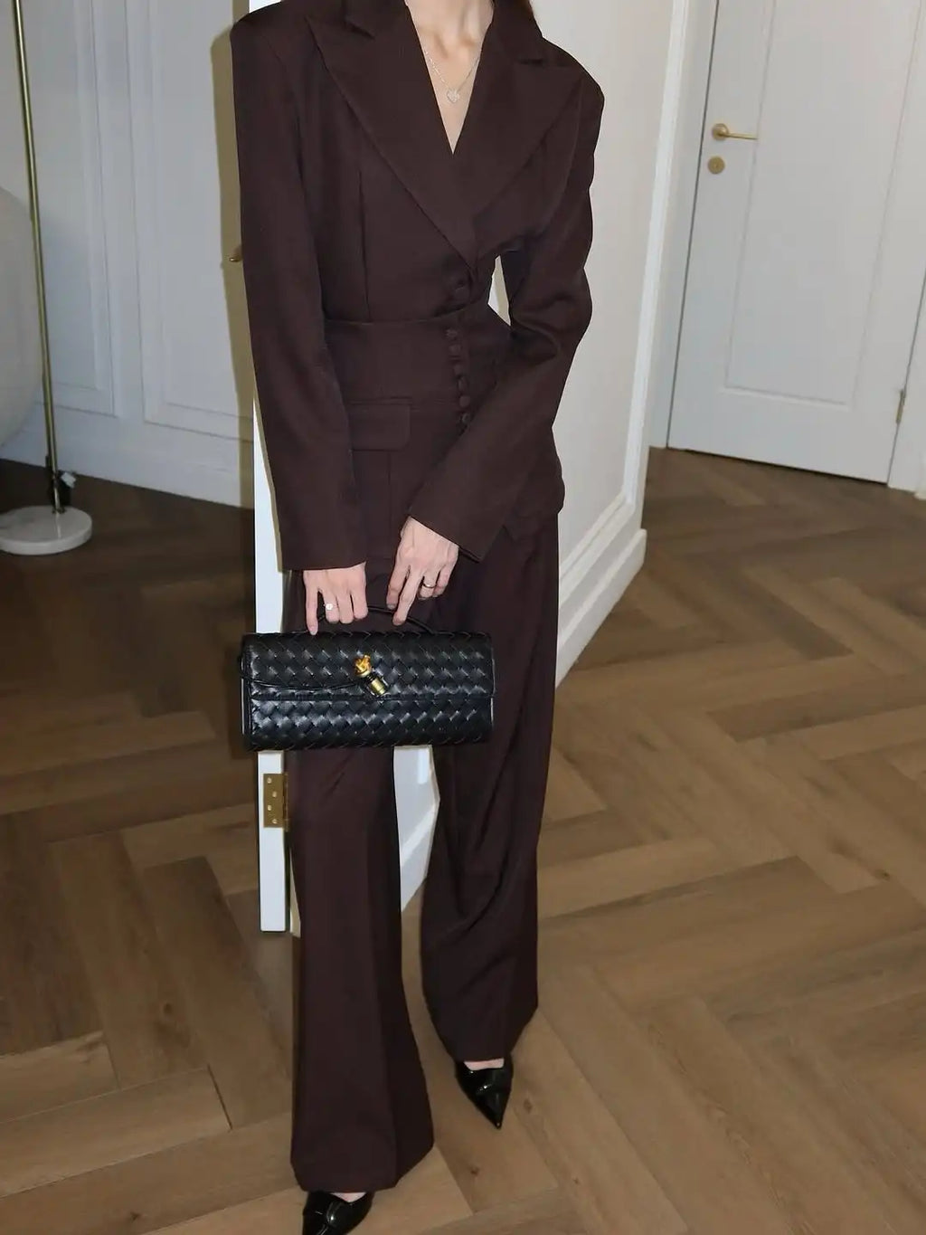Ensemble Blazer décontracté à simple boutonnage pour femmes, manches longues, revers, col en v, manteau cintré à la taille, vêtements de printemps et d'automne, 2026