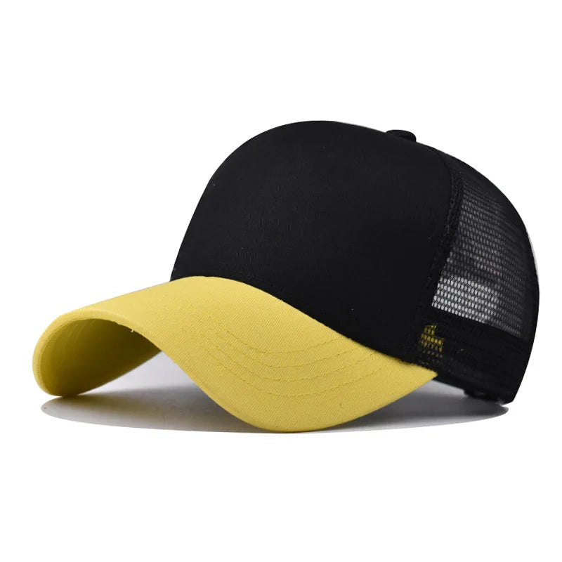 Casquette de Baseball pour adulte, chapeau en filet, couleur pure, unisexe, été, respirant, sans motif, ombre, printemps, automne, hip hop, ajusté