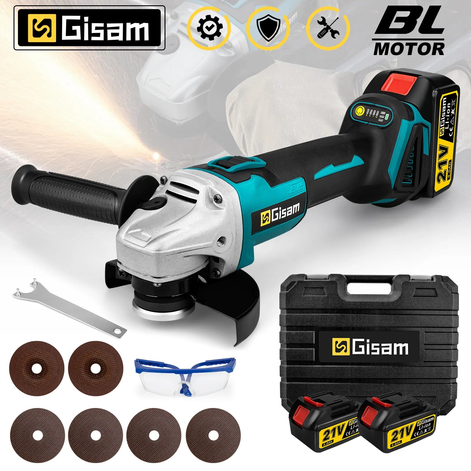 Gami 125mm 4 vitesses meuleuse d'angle sans brosse meulage sans fil polissage Machine de découpe outils électriques pour Makita 18V batterie broche