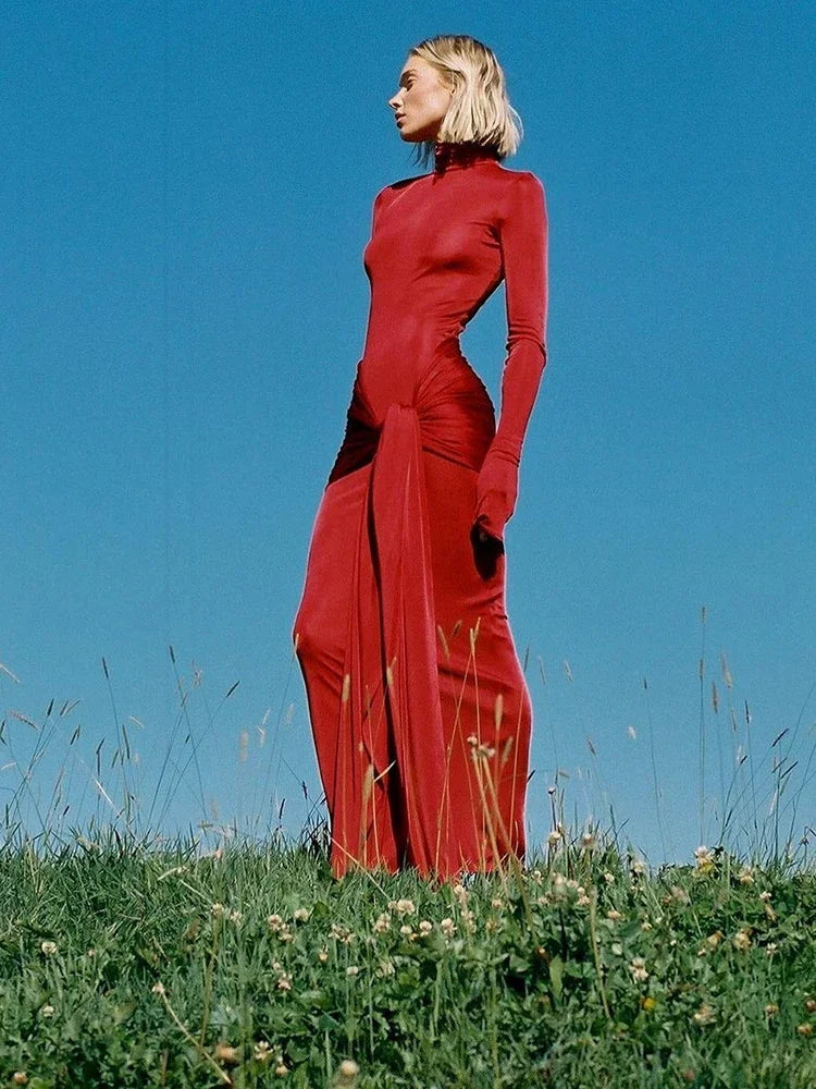 Tossy-Robe Longue Plissée à Manches sulfpour Femme, Tenue de Soirée Slim, à Lacets, Couleur Unie, Nouvelle Collection Printemps 2024
