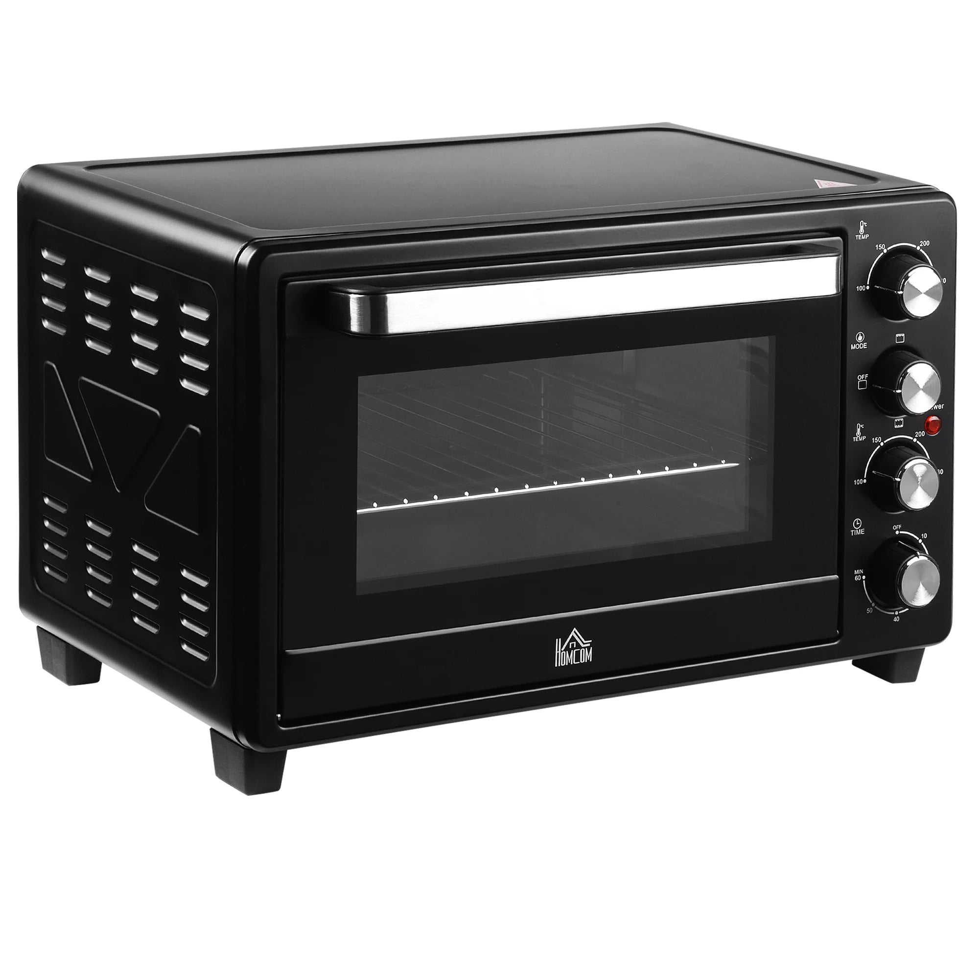 HOMCOM Horno Eléctrico de Sobremesa 32L 1600W con 3 Modos de Calor Temporizador y Temperatura Réglable 52,2x38,1x33,5 cm Noir