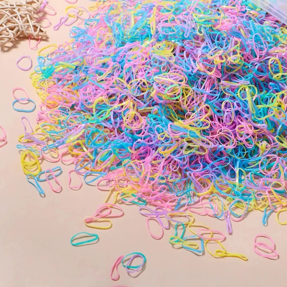 Artificiel astique de poulet coloré pour filles, attaches pour cheveux, bande de sauna, porte-queue de cheval pour enfants, accessoires pour cheveux, 500 pièces, 1000 pièces, 2000 pièces