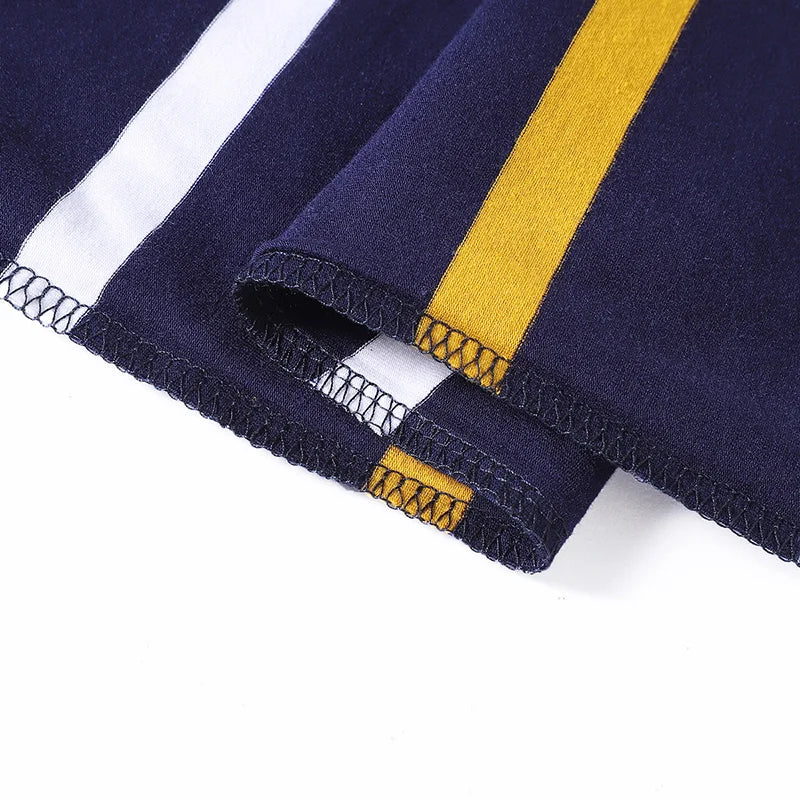 Polo à manches longues brodé en coton pour hommes, t-shirt à rayures, mode décontractée, t-shirt d'affaires, printemps, automne