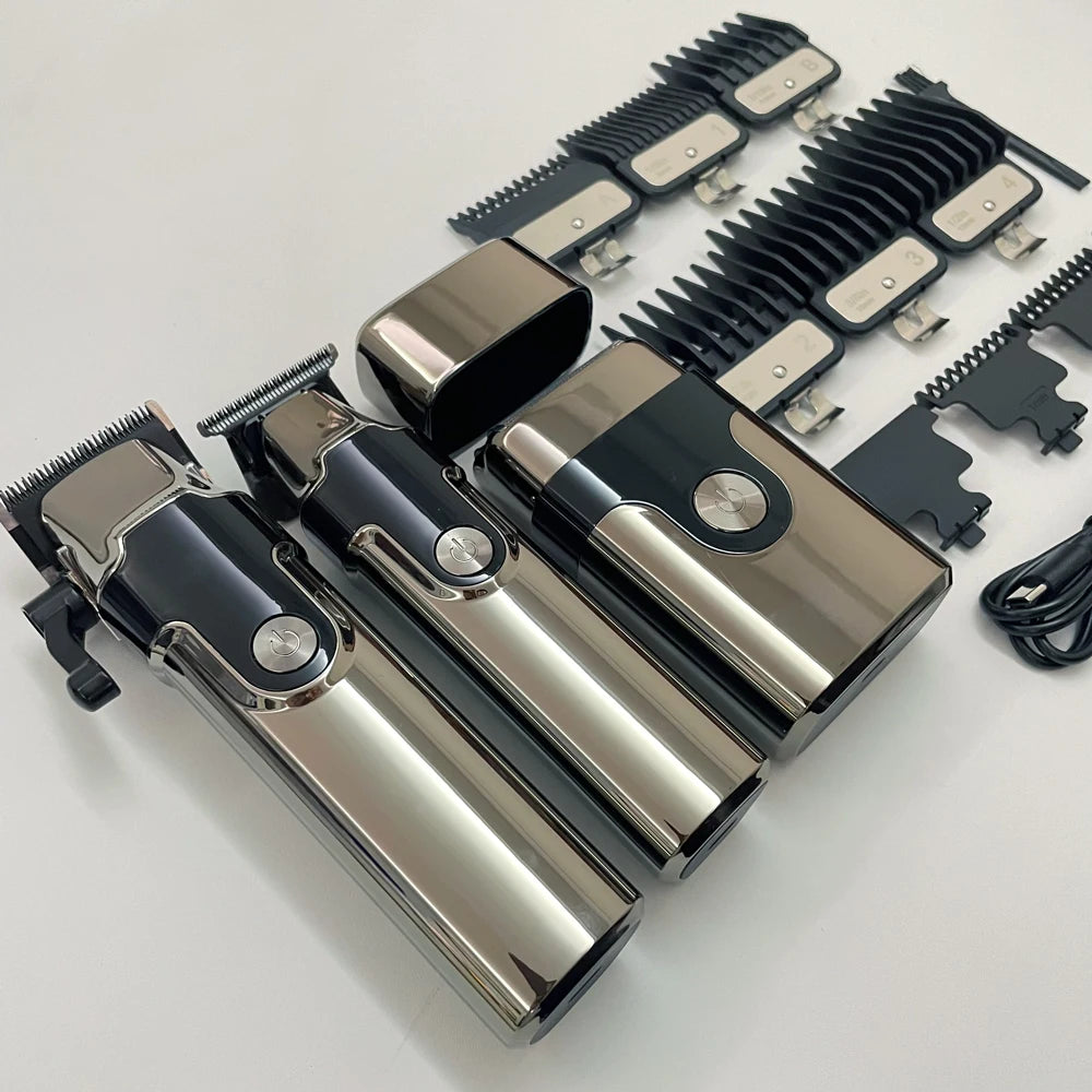 3 pièces en un ensemble professionnel électrique tondeuses à cheveux Kit tondeuse à cheveux Rechargeable hommes rasoir USB charge Machine de coupe de cheveux