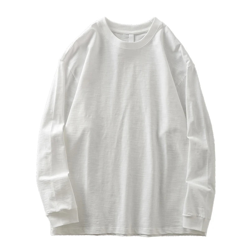 DUKEEN t-shirts à manches longues en coton flammé lourd pour hommes printemps et automne sous-vêtements respirants en pur coton vêtements pour hommes
