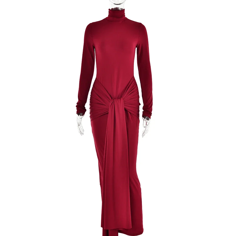 Tossy-Robe Longue Plissée à Manches sulfpour Femme, Tenue de Soirée Slim, à Lacets, Couleur Unie, Nouvelle Collection Printemps 2024