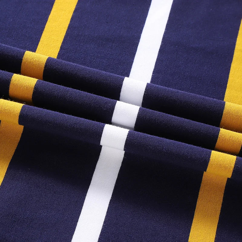 Polo à manches longues brodé en coton pour hommes, t-shirt à rayures, mode décontractée, t-shirt d'affaires, printemps, automne