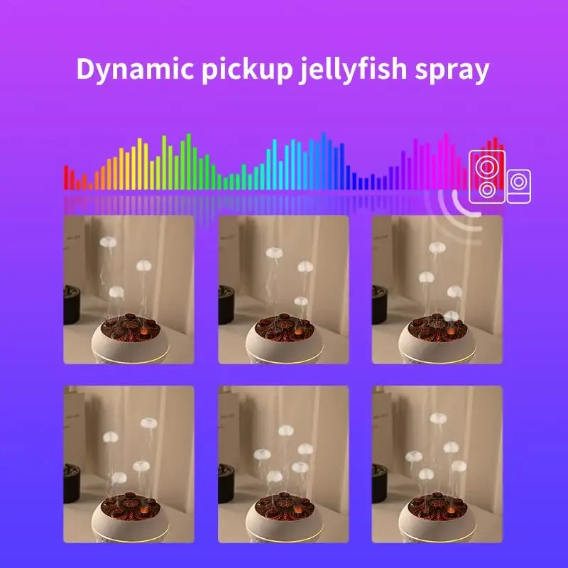 Humidificateur d'air dynamique méduse, diffuseur d'huile essentielle de 250ml, humidificateur de chambre à coucher avec télécommande avec 7 veilleuses colorées