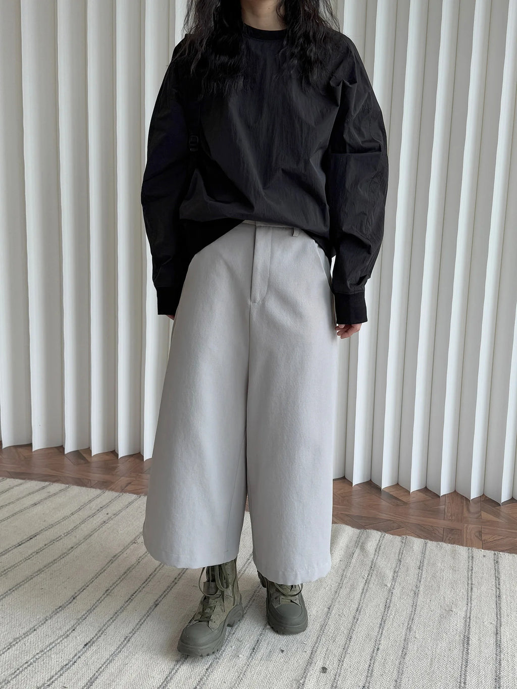 Pantalon de printemps taille haute à jambes larges pour femmes, décontracté, couleur unie, coupe ample
